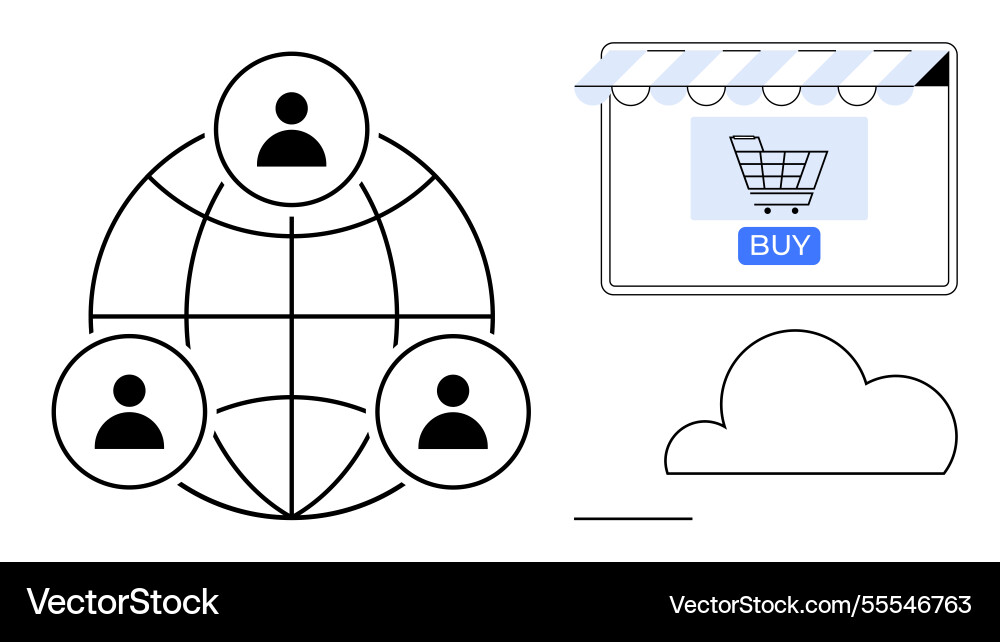 Global networking cloud storage and e-commerce Global networking cloud storage and e-commerce vector image