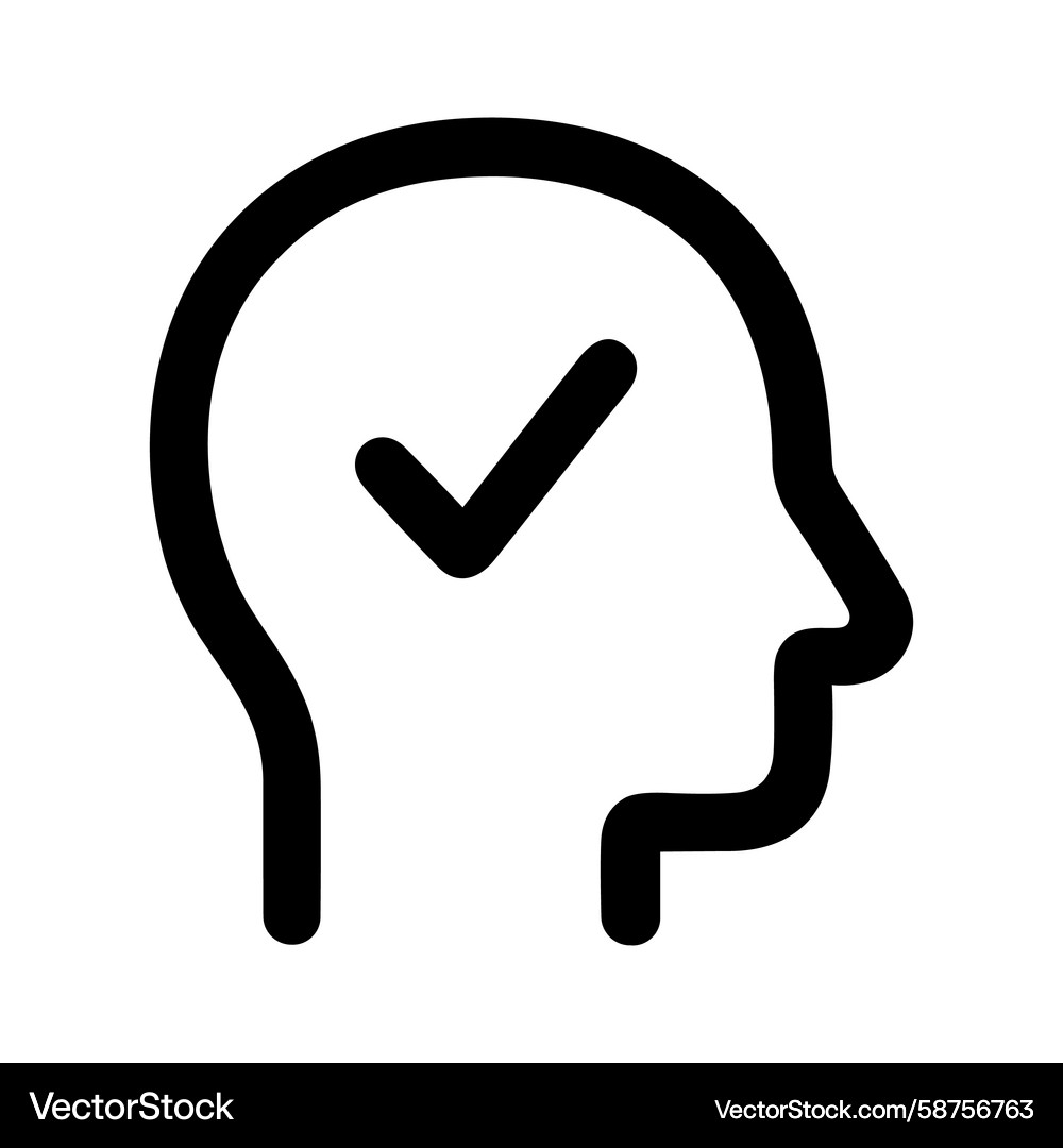 Minimalist Head with Checkmark Vector Image