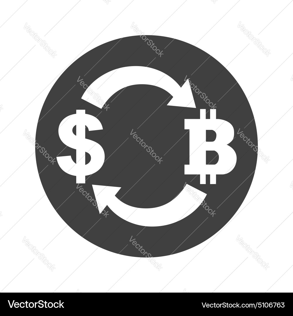 Monochrome dollar bitcoin exchange icon – Royalty-Free Vector | VectorStock