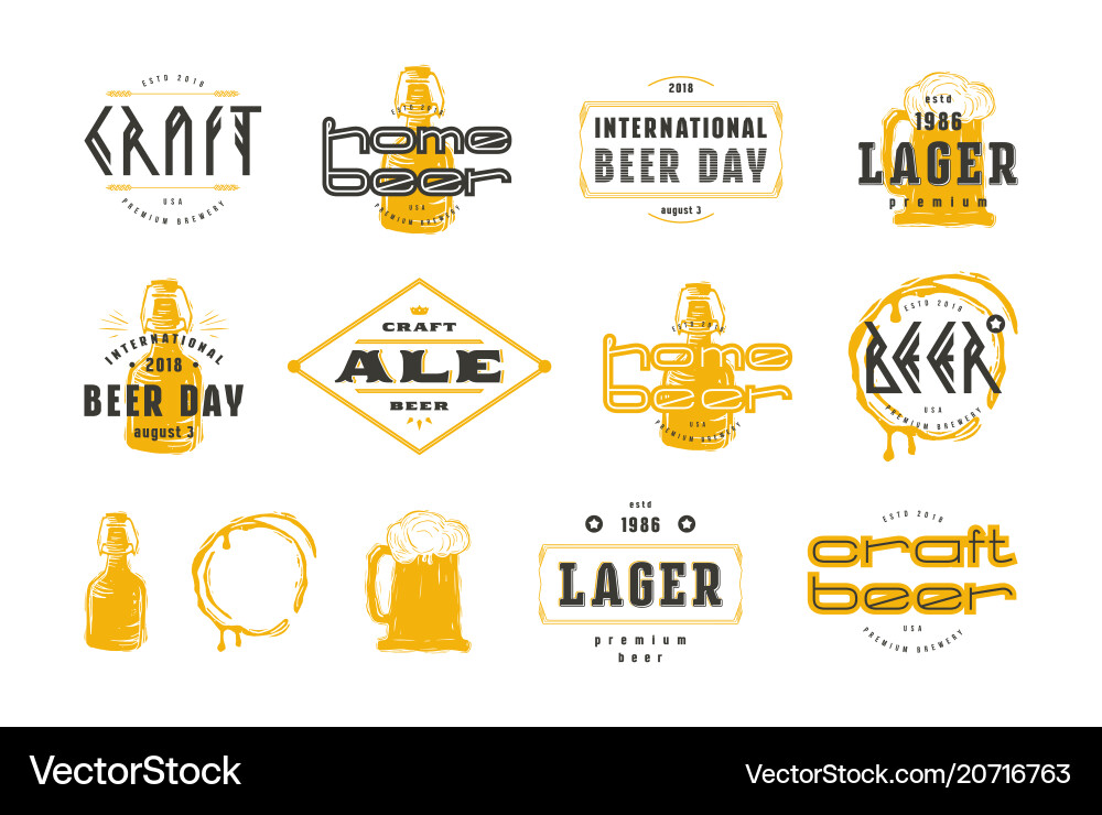 Set of craft beer label and logo Set of craft beer label and logo vector image