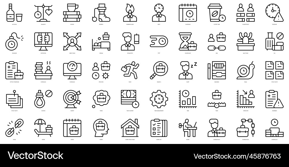 Set of thin line overworked icons Set of thin line overworked icons vector image