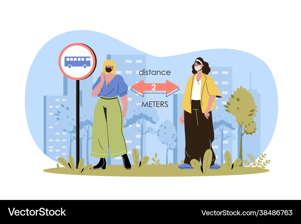 Social distance web character concept coronavirus Social distance web character concept coronavirus vector image
