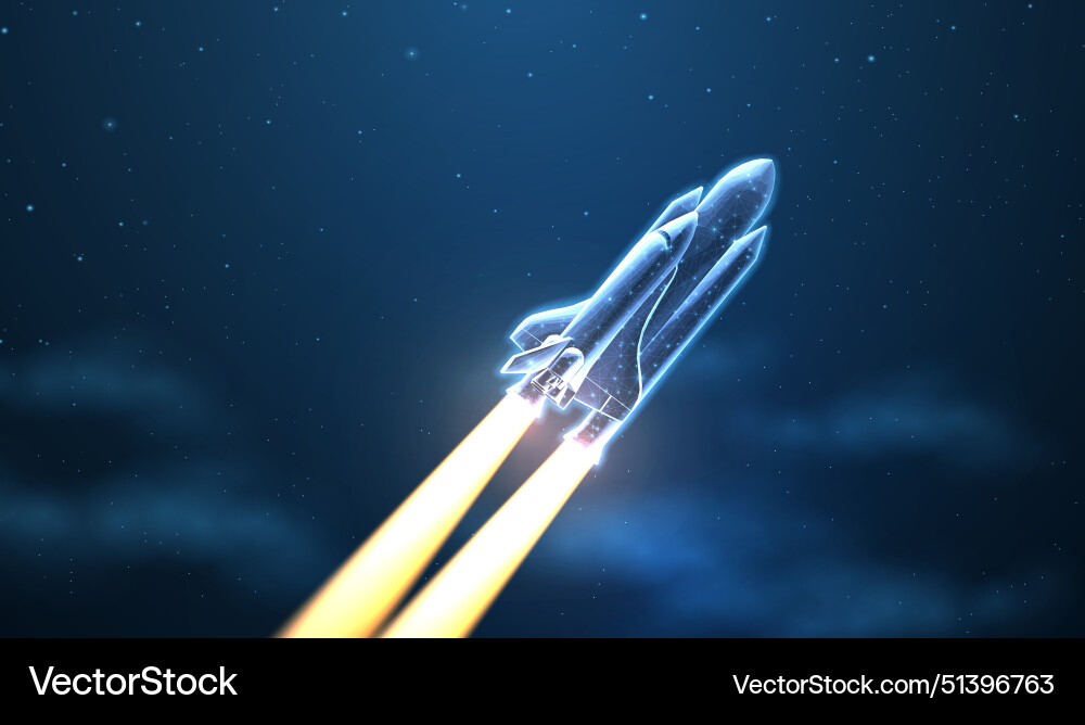 Spaceship takeoff rocket launch space shuttle Vector Image