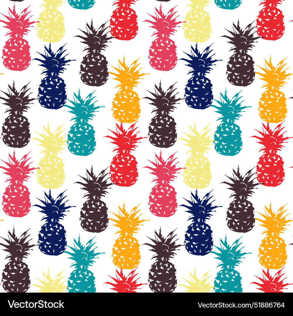 A seamless pattern with colorful pineapples Vector Image