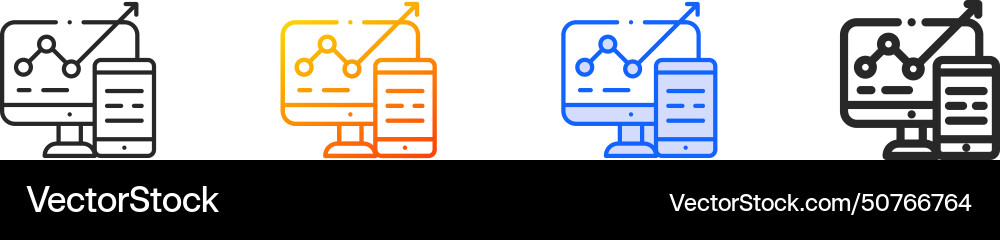 Analytics iconthin linear gradient blue stroke Vector Image