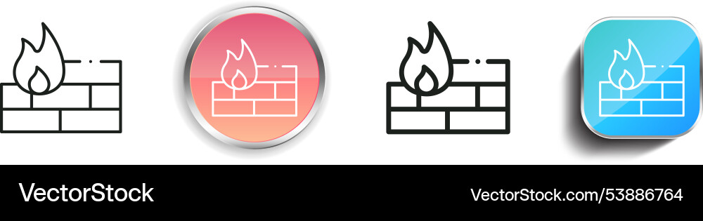 Firewall icon thin linear regular and button Vector Image
