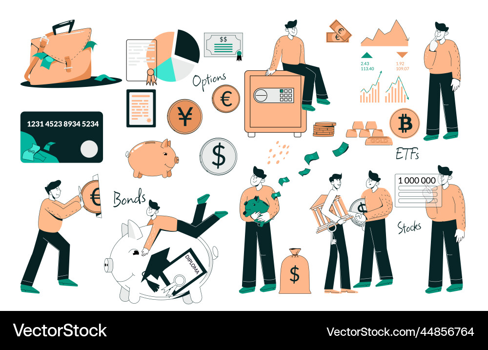 Investment portfolio diversification icons – Royalty-Free Vector ...