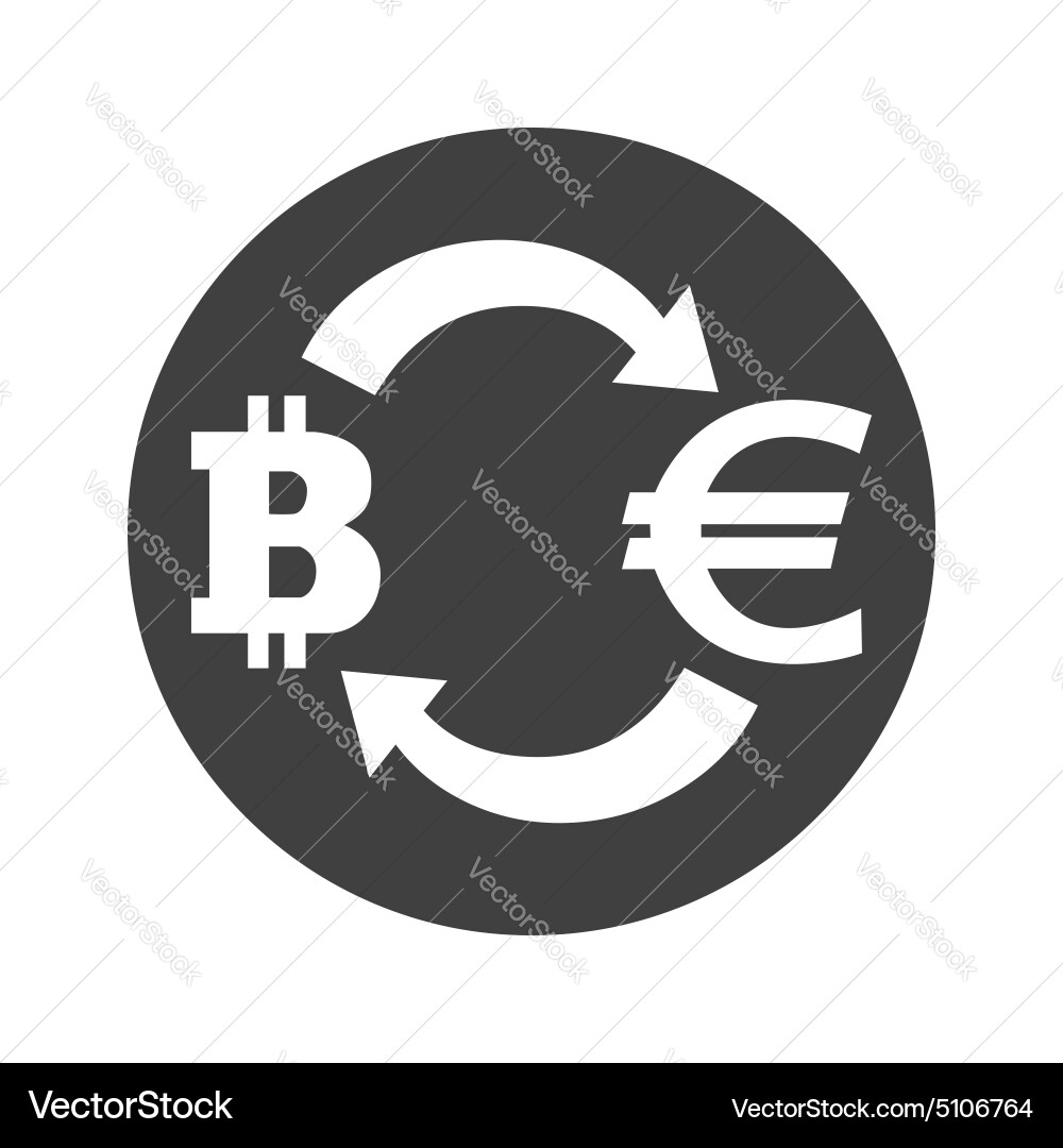 Monochrome bitcoin euro exchange icon – Royalty-Free Vector | VectorStock