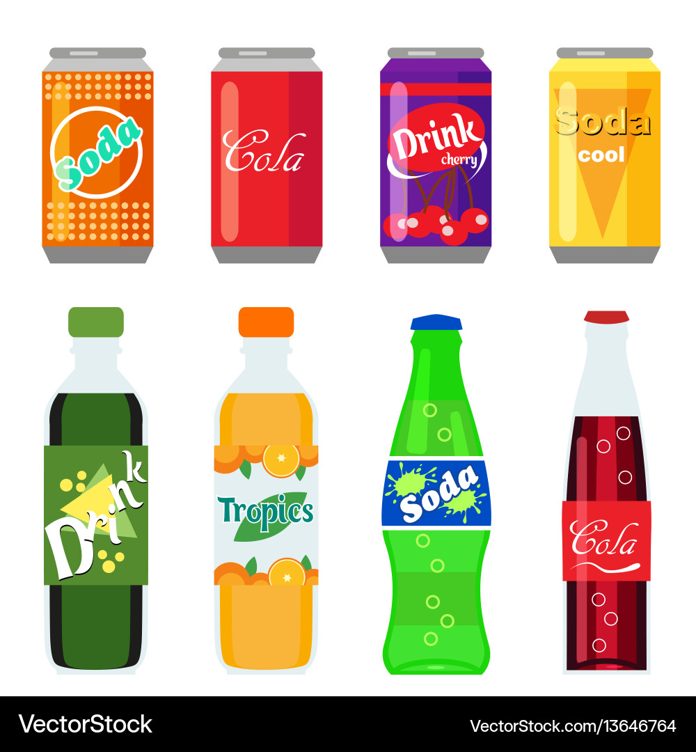 Refreshing Soft Drinks Collection Vector Image