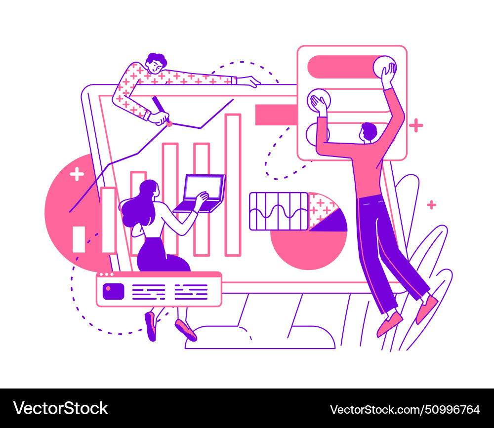 Team of developers are working on a business task Team of developers are working on a business task Vector Image