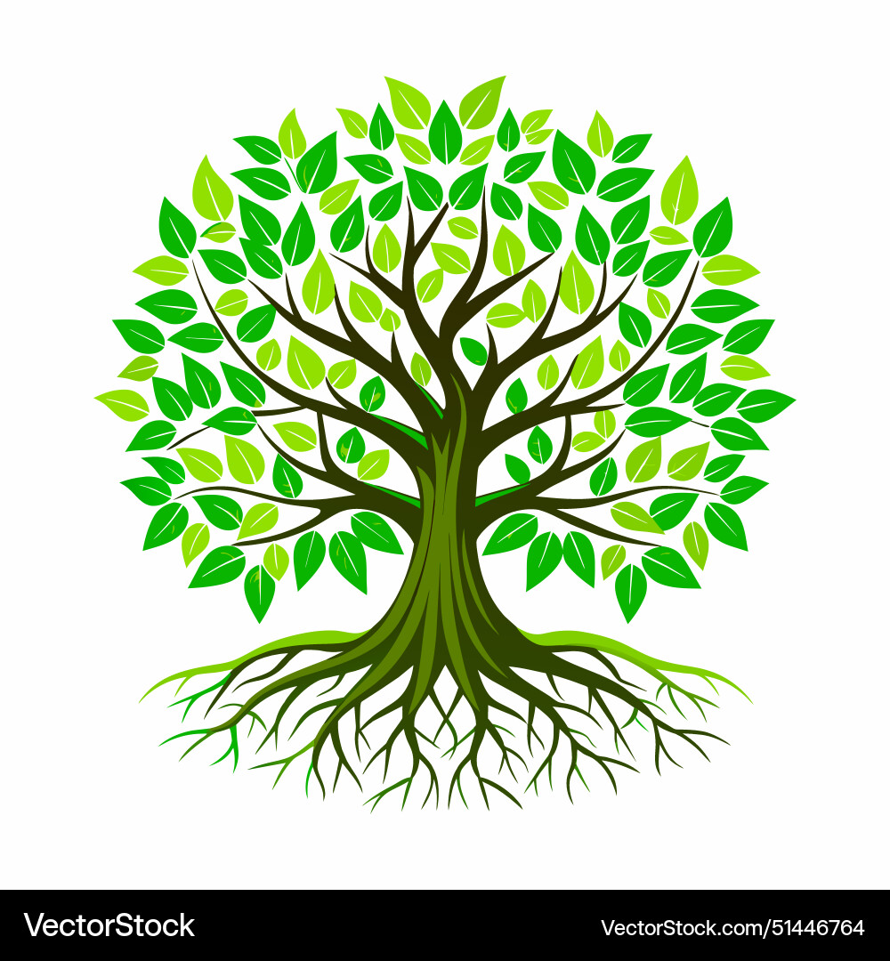 Tree with roots Tree with roots Vector Image