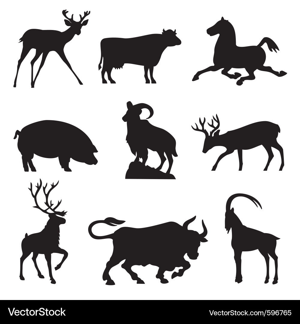 Animal Silhouettes - Ungulates vector image