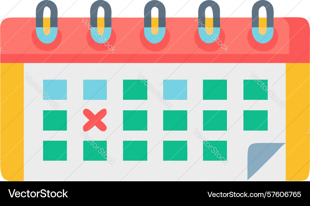 Calendar with marked dates icon for events design vector image