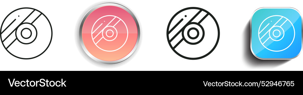 Compact disc icon thin linear regular and button vector image