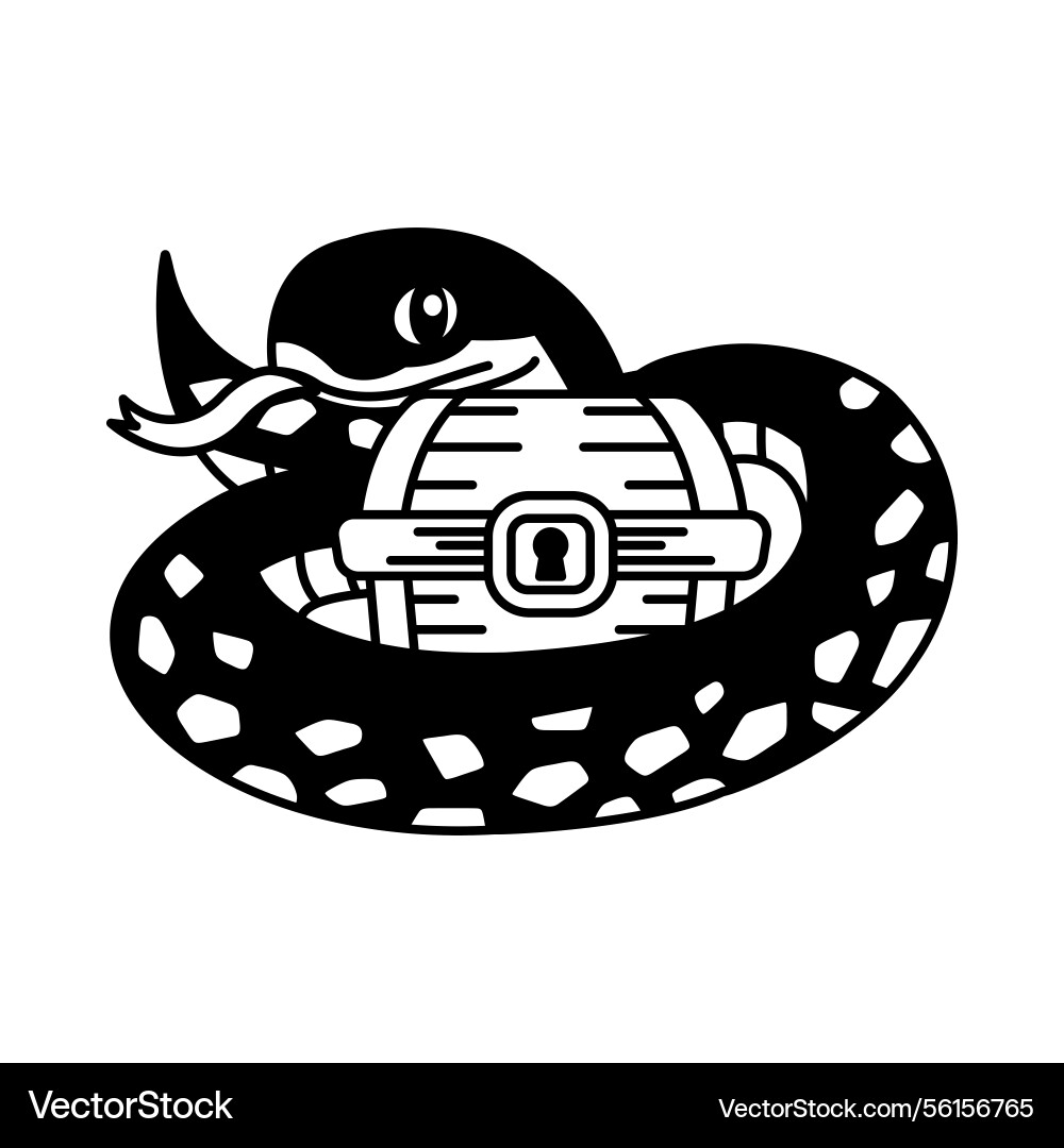 Isolate black and white of snake wrapped around vector image