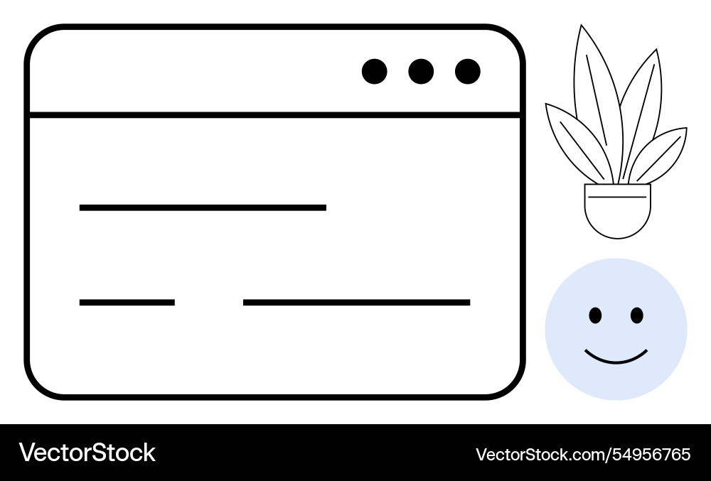 Minimalist web browser interface with simple Vector Image