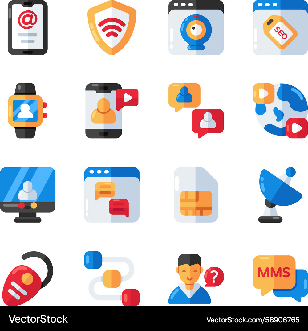 Networking & Communication Icons Vector Image