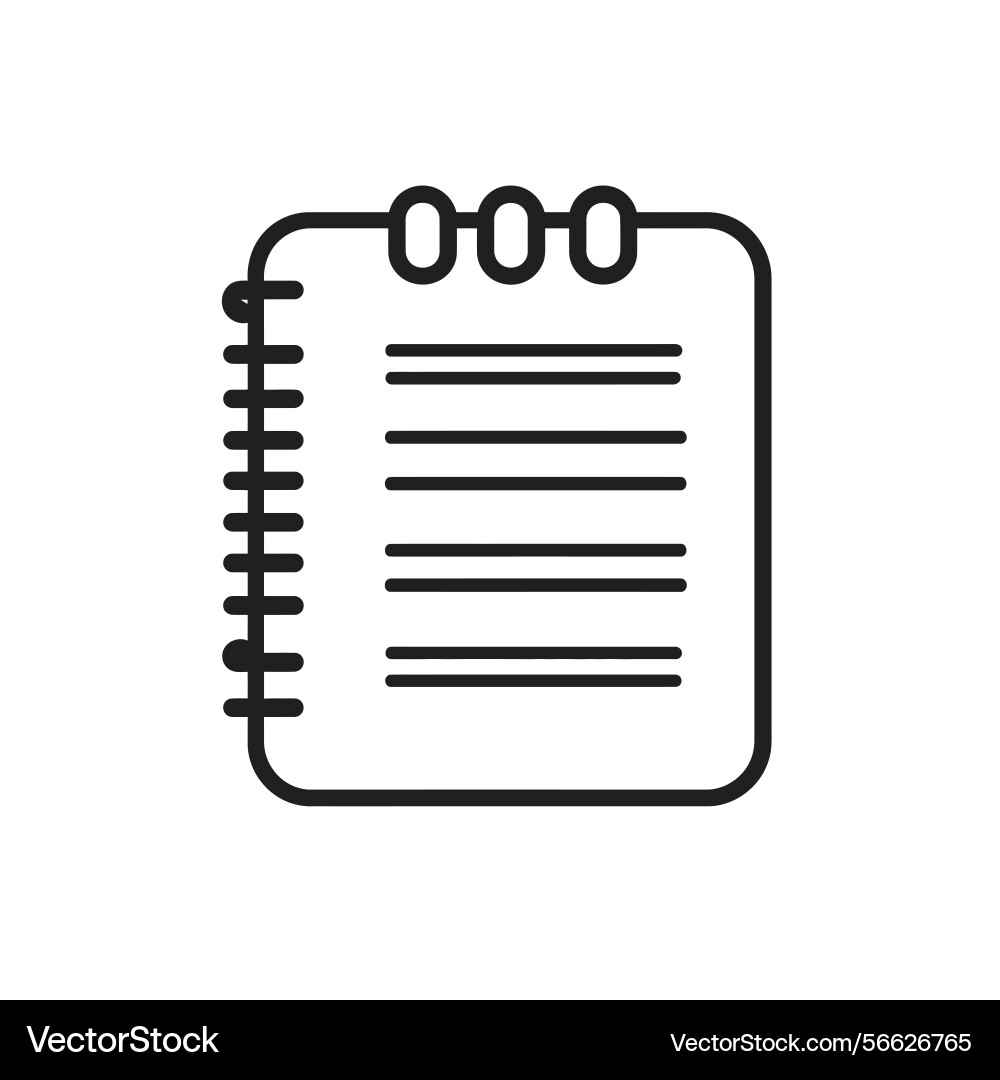 Notebook outline design with lines and spiral vector image