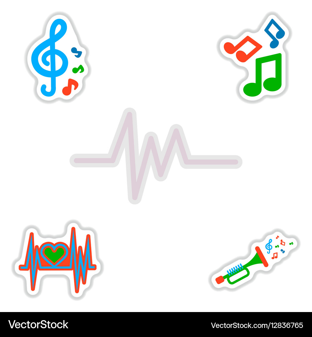 Set of color label design collection sound Vector Image