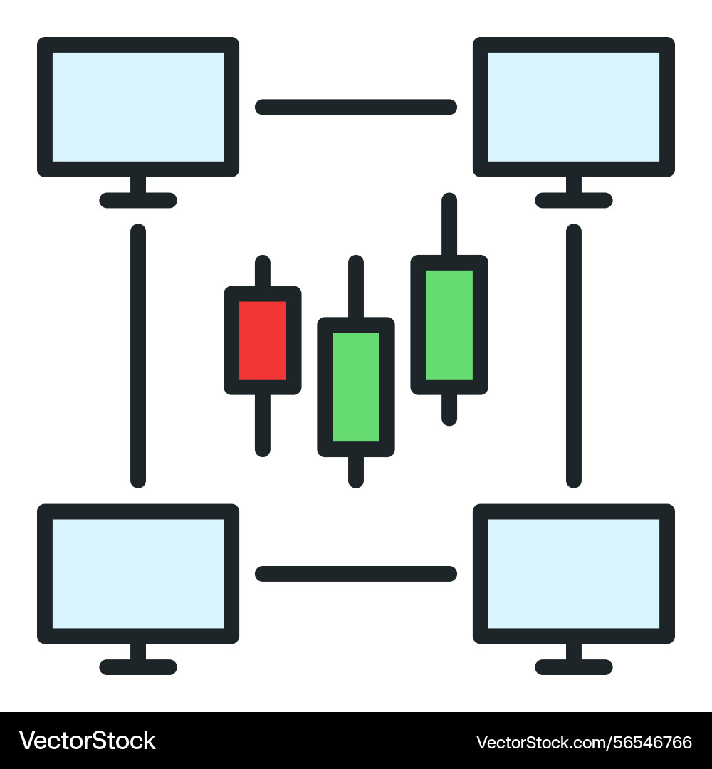 Candlestick chart with computers online trading vector image