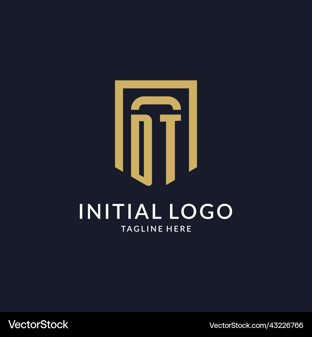 Dt logo initial with geometric shield shape Dt logo initial with geometric shield shape Vector Image