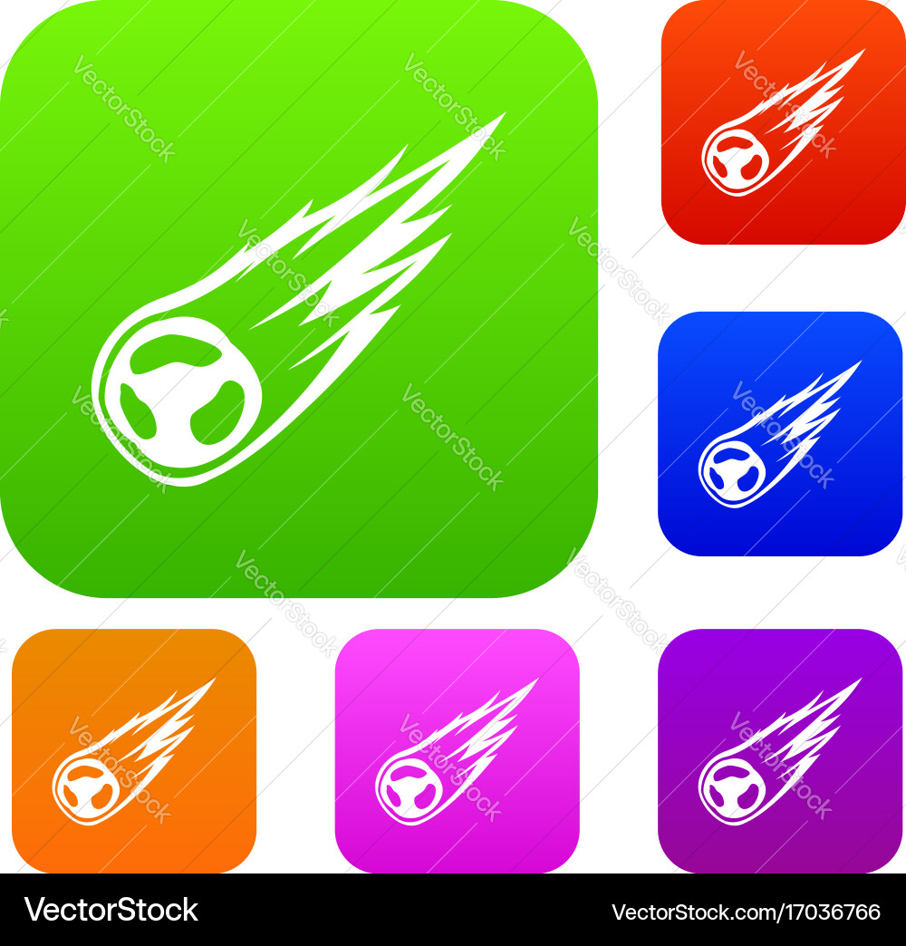 Falling meteor with long tail set collection Vector Image