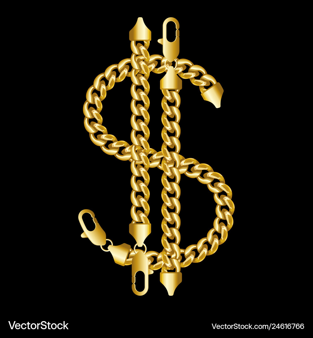 Gold Dollar Chain Money Sign Vector Image