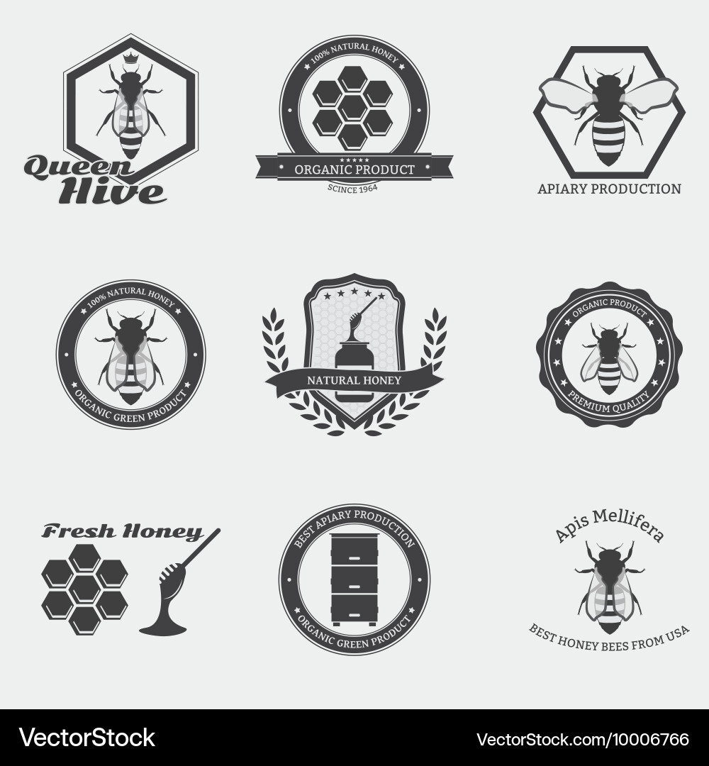 Vintage Bee Emblems Vector Image