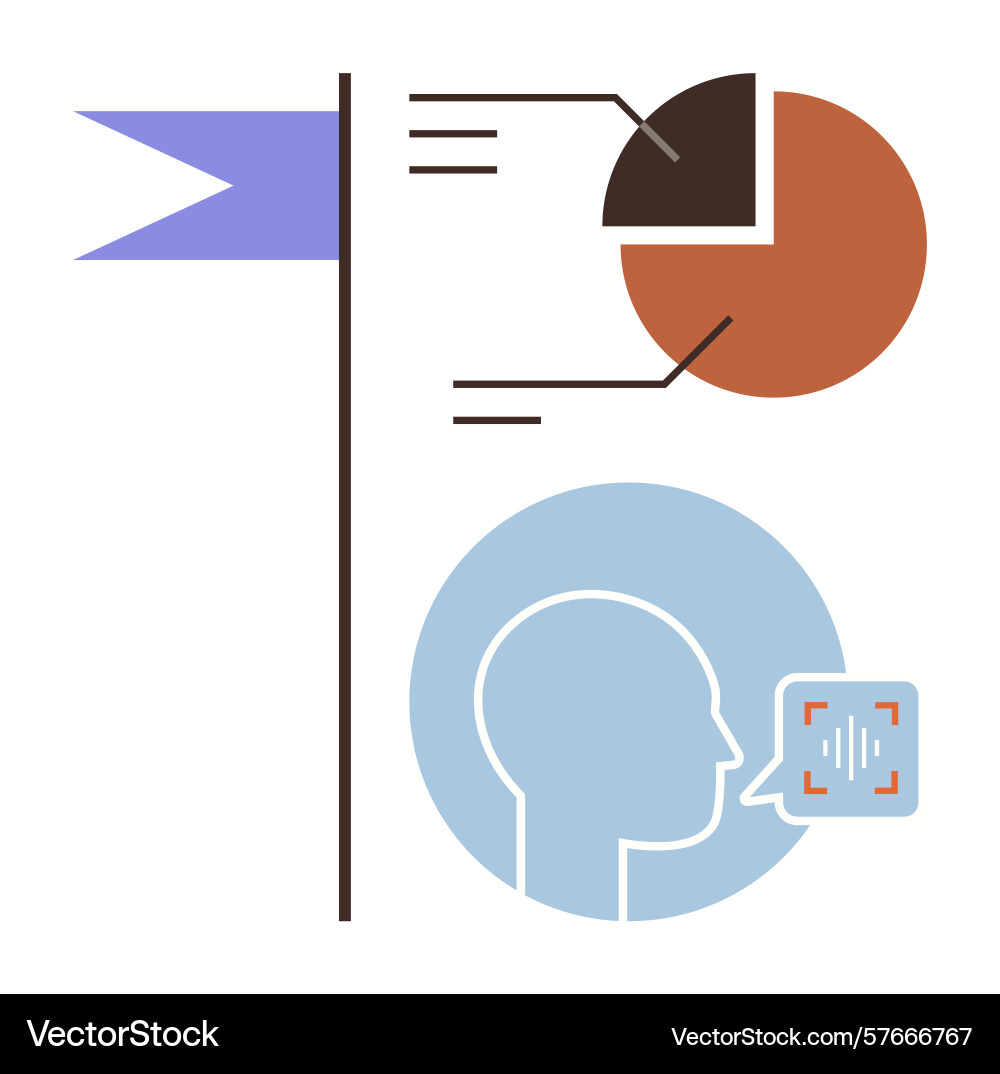 Analytics presentation with flag pie chart Analytics presentation with flag pie chart vector image