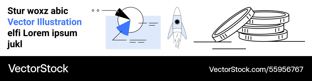 Data visualization with rocket launch and stacked Data visualization with rocket launch and stacked vector image