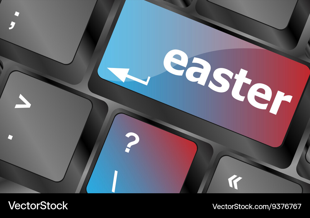 Easter text button on keyboard keys Vector Image