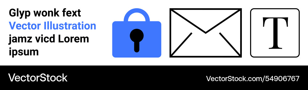 Lock envelope and text symbol with placeholder Lock envelope and text symbol with placeholder vector image