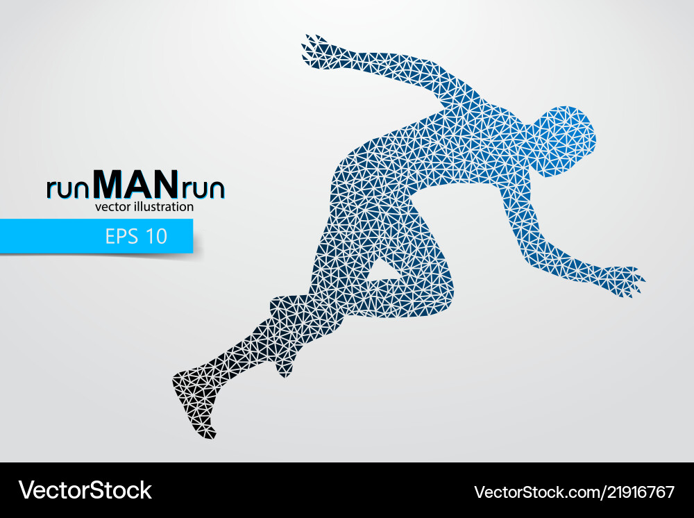 Silhouette of a running man from triangle Vector Image