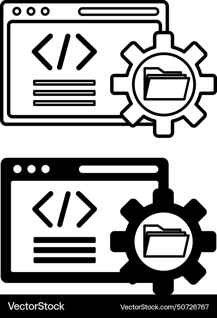 Software icons black and white computer vector image