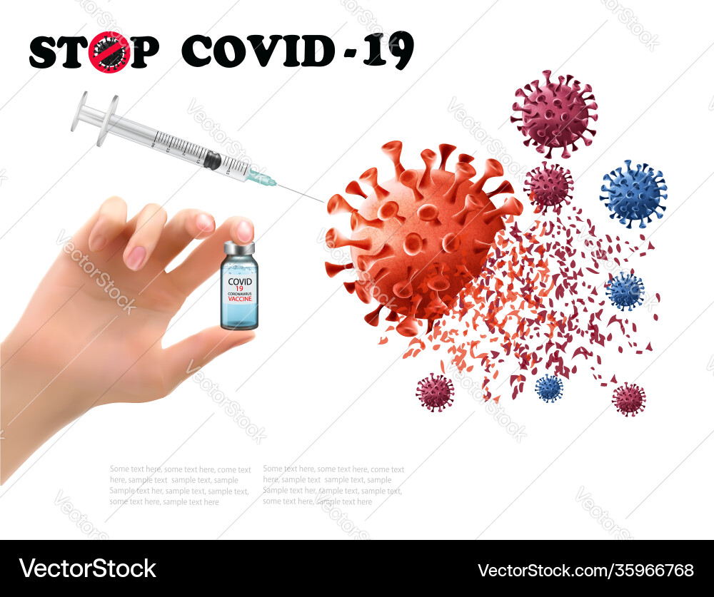 Coronavirus vaccine background hand holding vector image