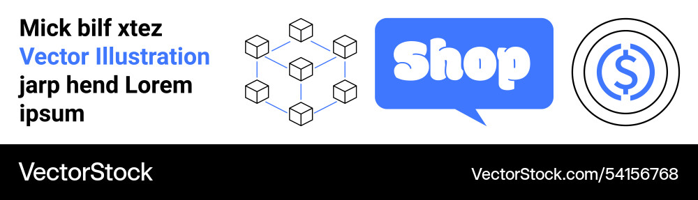 Digital commerce and blockchain concept with text Digital commerce and blockchain concept with text vector image