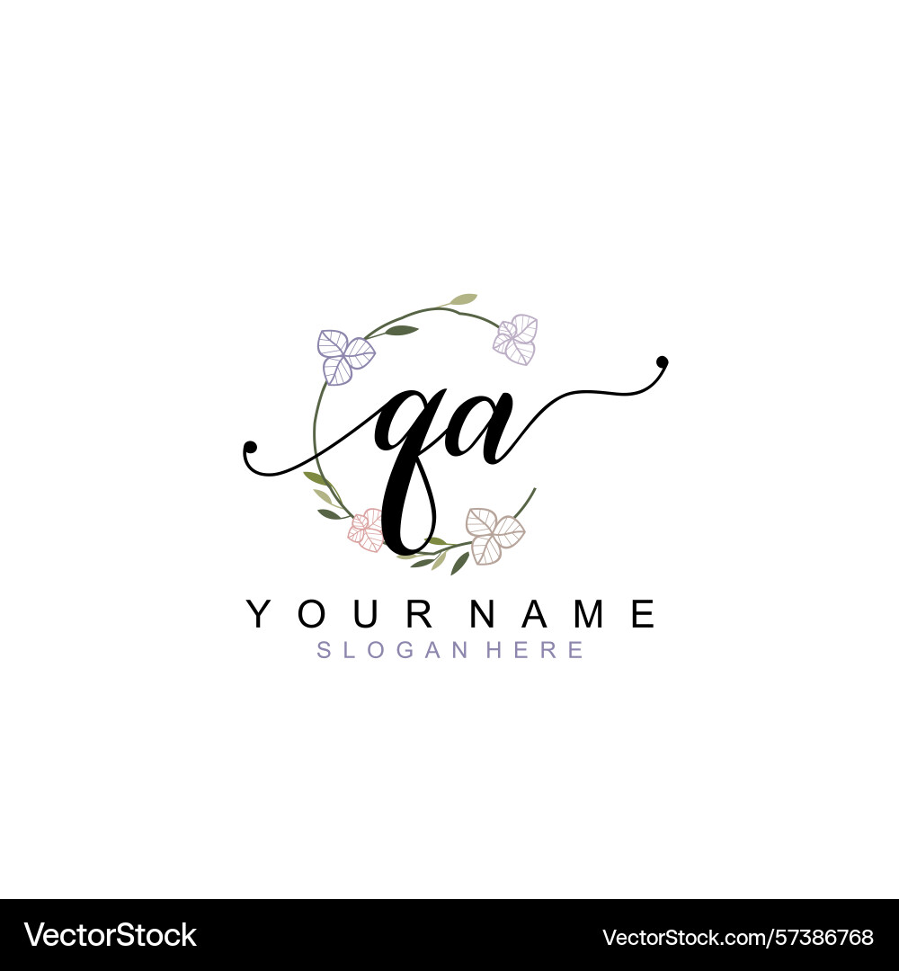 Elegant floral initial logo designs with qa Elegant floral initial logo designs with qa Vector Image