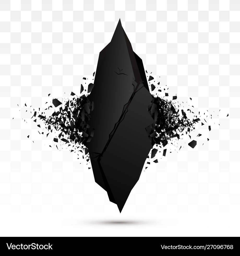 Exploding Black Stone Fragment Vector Image