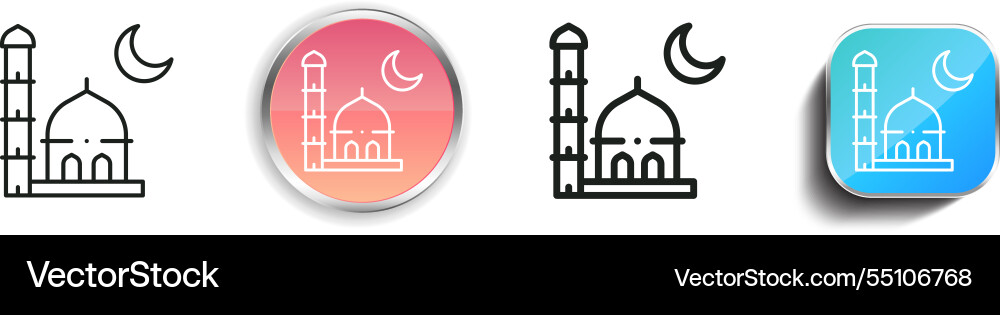 Islam icon thin linear regular and button style vector image