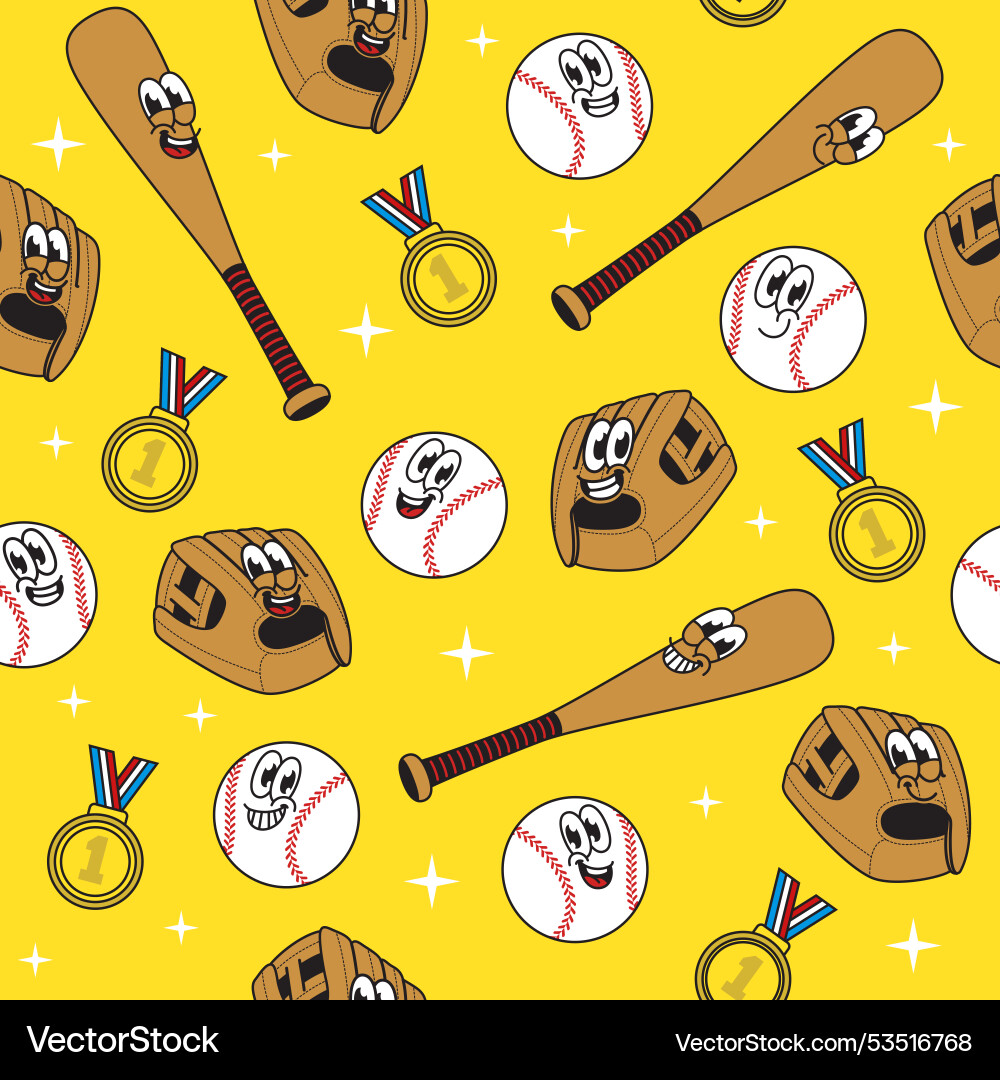 Nahtloses Muster von Baseball Maskottchencharakter Nahtloses Muster von Baseball Maskottchencharakter vektorbild