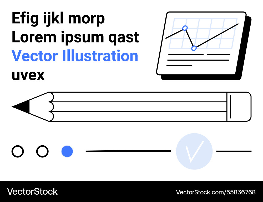 Pencil graph and text elements in modern Vector Image