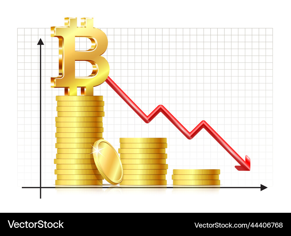 Price of bitcoin is falling stack bitcoins – Royalty-Free Vector |  VectorStock