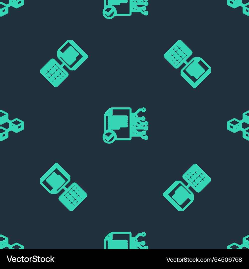 Set line smart contract and blockchain technology Vector Image