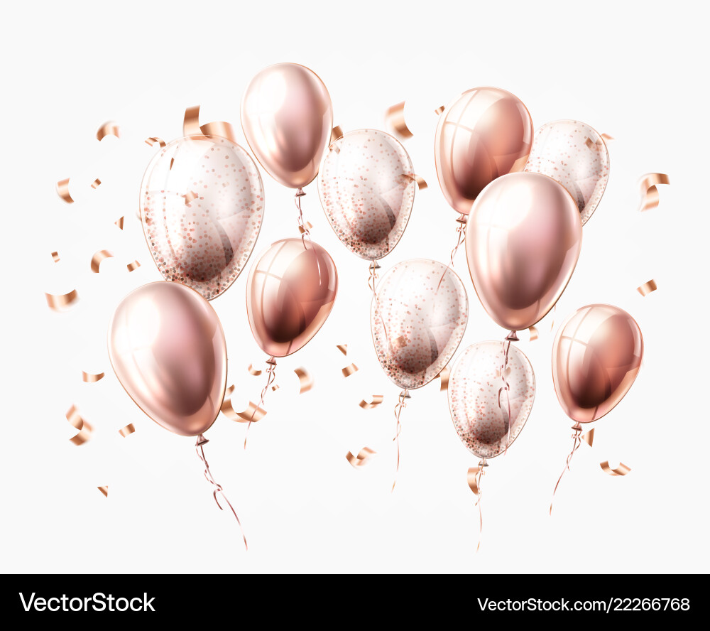 Shiny Balloons with Confetti Vector Image