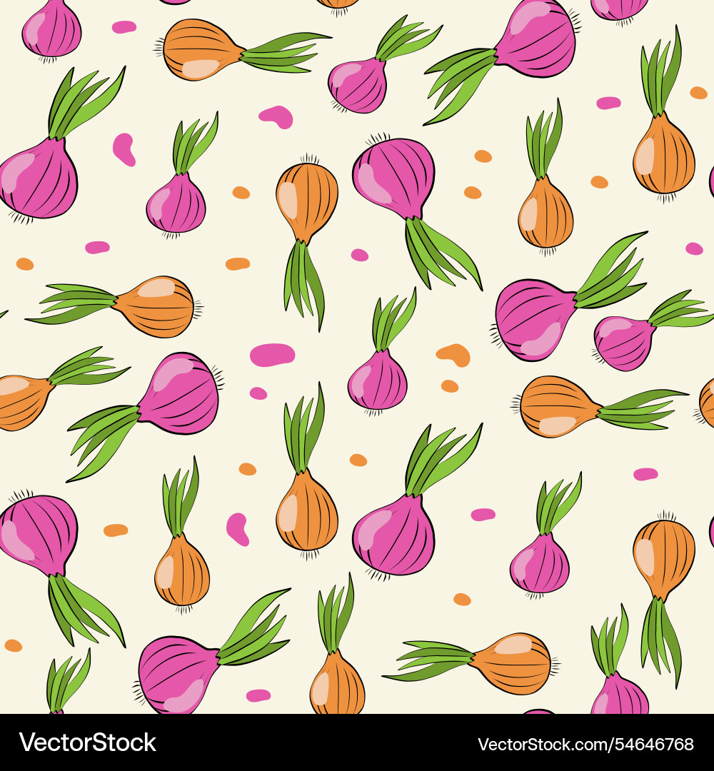 Sketched hand drawn seamless pattern red onion Sketched hand drawn seamless pattern red onion vector image