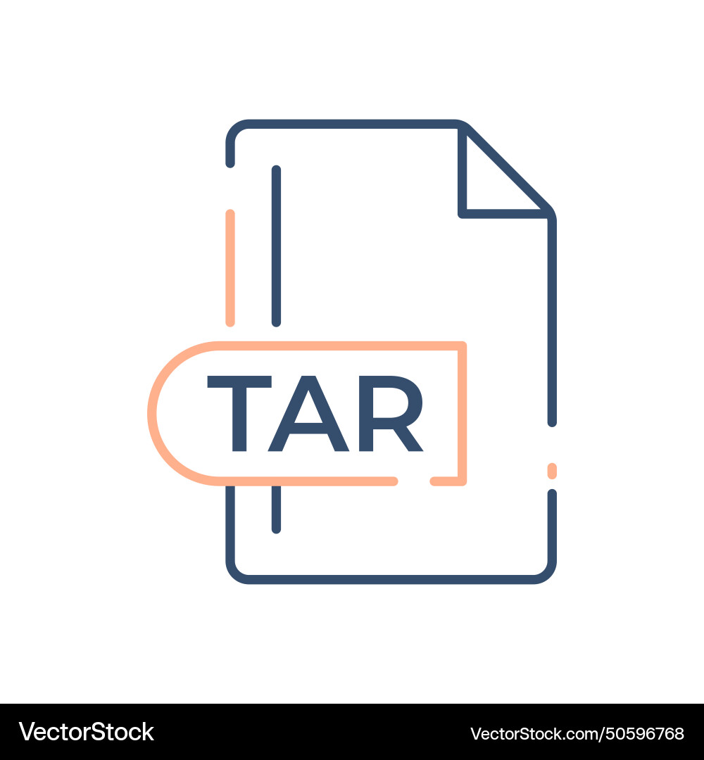 Tar file format icon extension line vector image