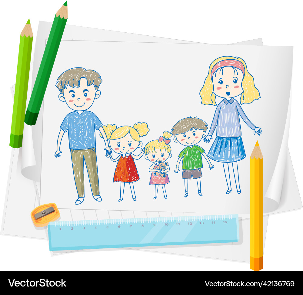 A paper with doodle sketch design color A paper with doodle sketch design color vector image