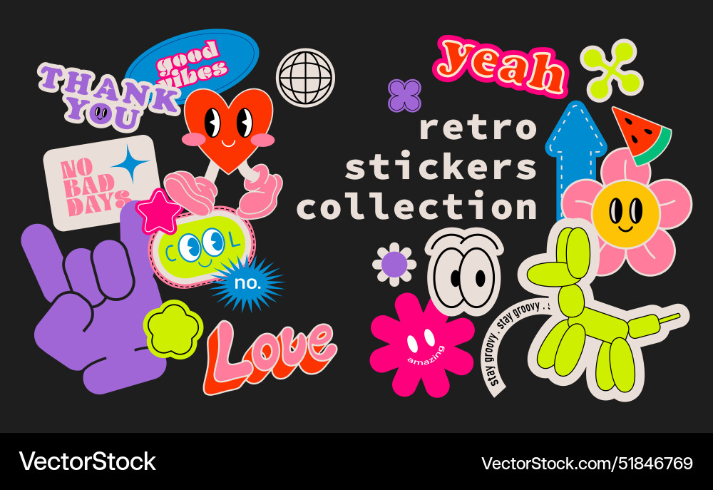 Collection of trendy retro stickers patches Vector Image