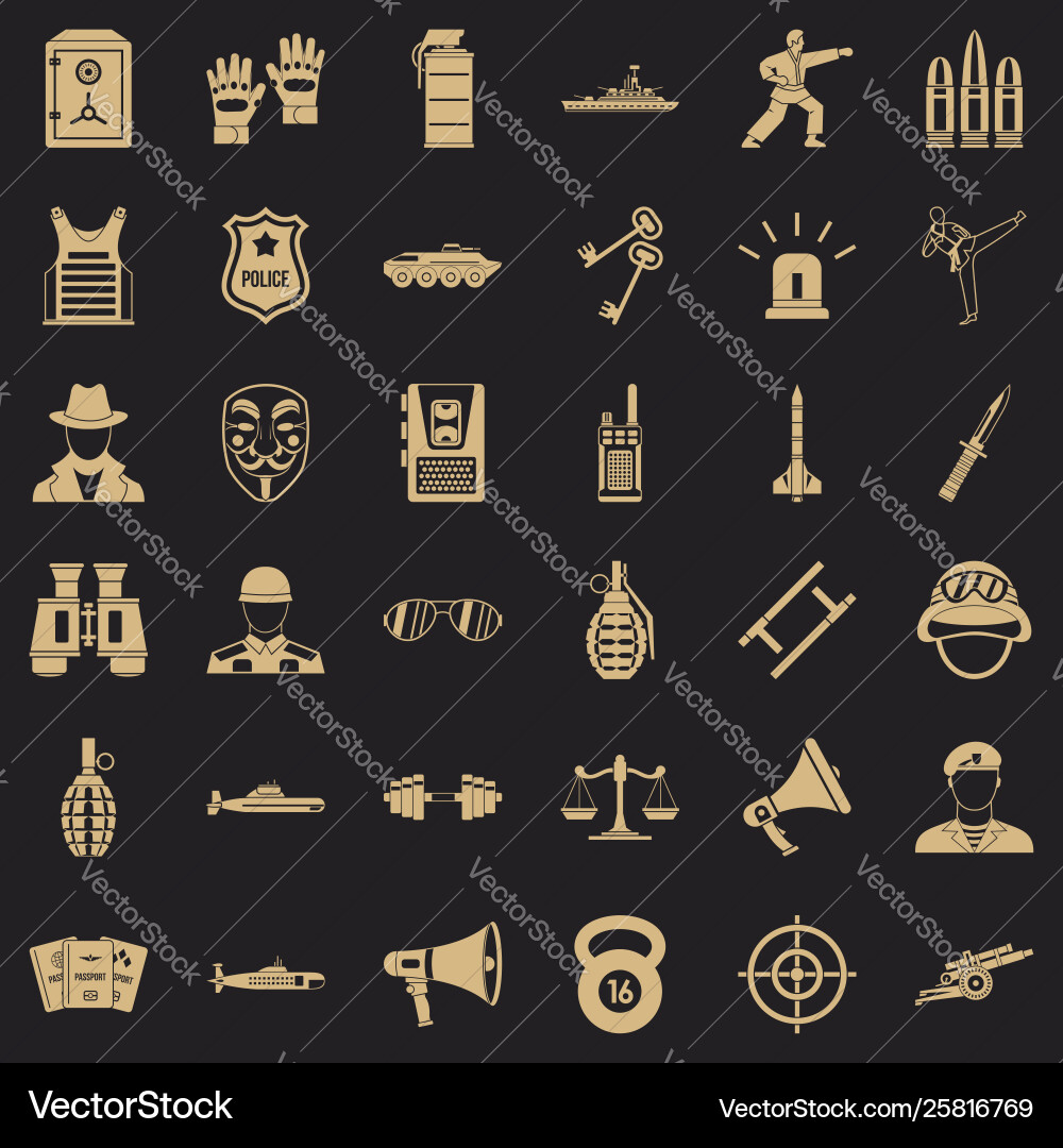 Cop icons set simple style Cop icons set simple style Vector Image