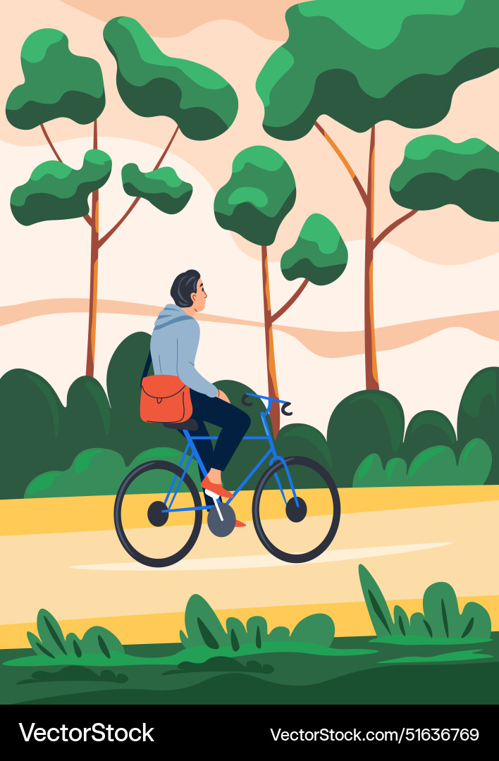 Forest path with green trees Vector Image